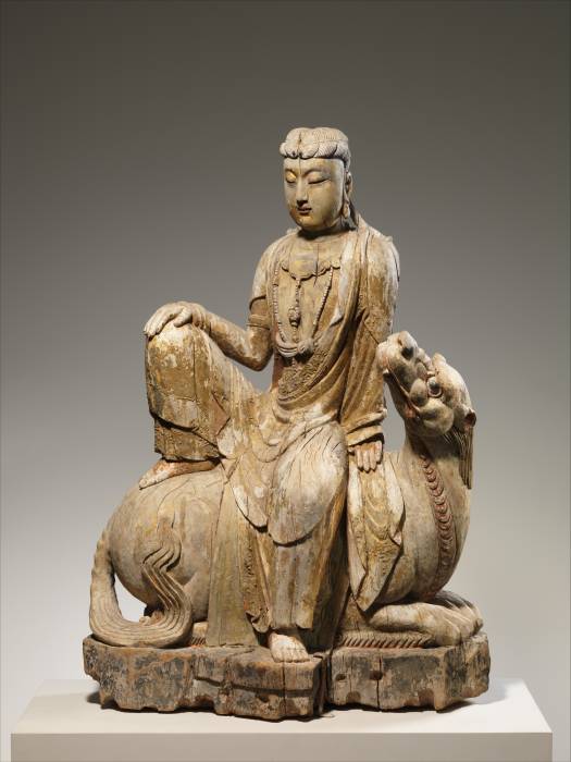 Bodhisattva Avalokiteshvara of the Lion's Roar, or Simhanada Avalokiteshvara
(Shi Hou Guanyin), late 15thearly 17th century
China, Ming dynasty
(13681644)
Wood (poplar) with pigment; single-woodblock construction; H. 42 1/8
in. (107 cm); W. 29 in. ( 73.7 cm); D. 13 in. (33 cm)
The Metropolitan Museum of
Art, New York, Purchase, The Dillon Fund Gift, in honor of Brooke Astor, 2000...